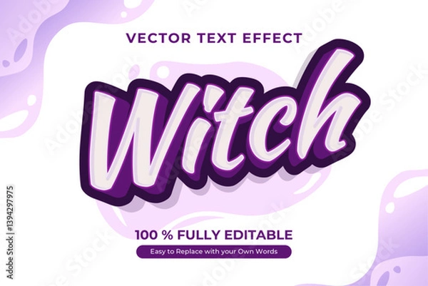 Obraz Witch Editable purple and white vector text effect. Perfect for Halloween or magical designs