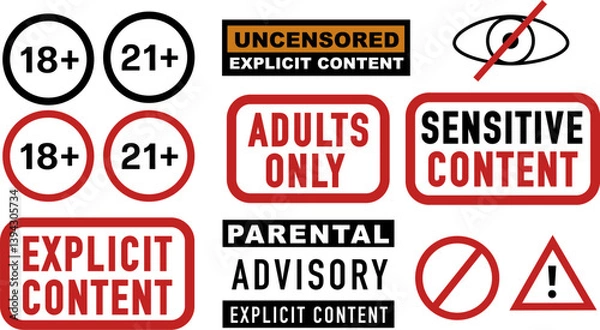 Fototapeta Parental Advisory Explicit Content Warning Vector Background Illustration