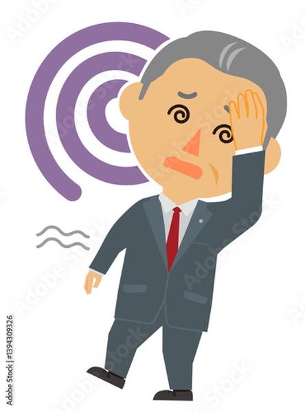 Fototapeta スーツ男性高齢者めまい