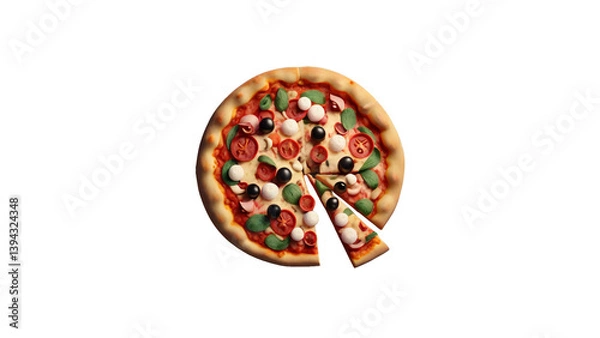 Obraz A mouthwatering slice of cheesy pizza, perfect for food promotions or fast food content.