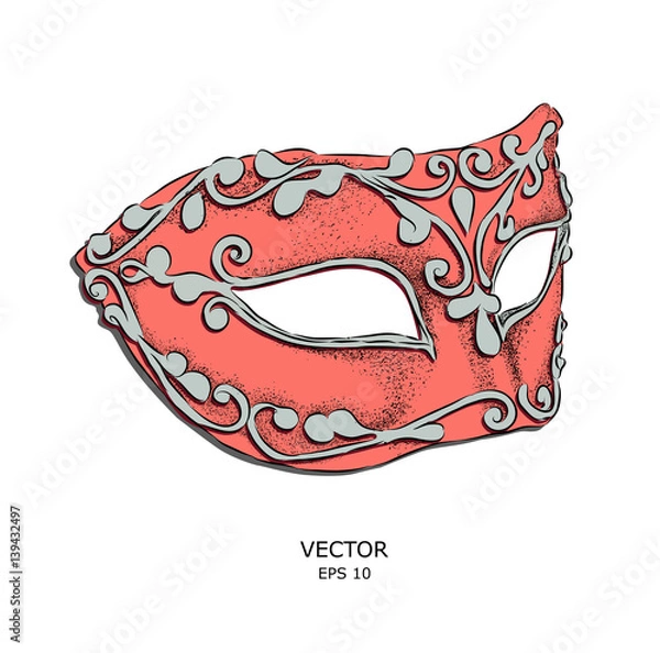 Obraz Sketch of Venetian masks. Accessory for masquerade or costume ball. Vector illustration