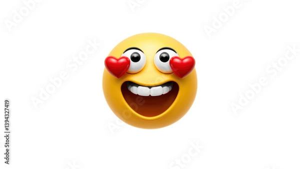 Obraz A lovable heart-eyes emoji that conveys affection, excitement, or happiness.