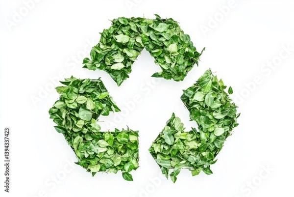 Fototapeta Recyclable Symbol Made of Lush Green Leaves
