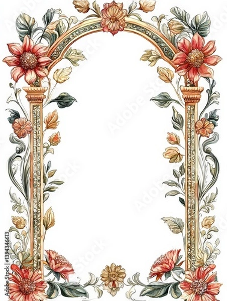 Fototapeta Indian border designs frame framing element on white background