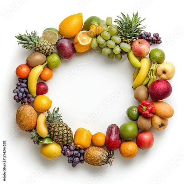 Fototapeta Vibrant tropical fruit arrangement studio hyperrealistic artwork minimalist aesthetic culinary inspiration