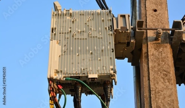 Fototapeta Fiber Optic System Box ,Blue sky backdrop   