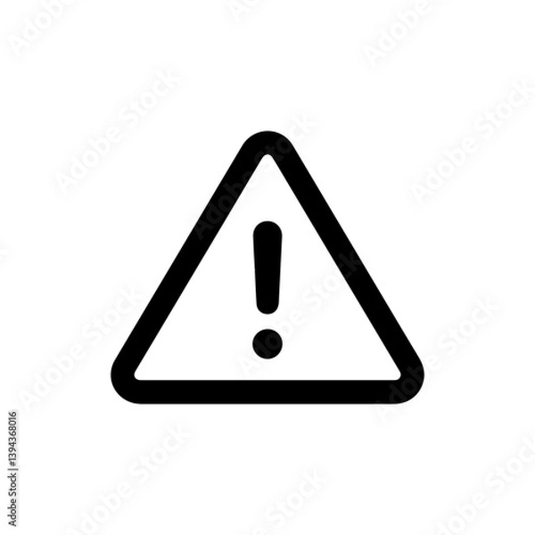 Fototapeta Solid Black Exclamation Mark Inside Triangle for Warning Icon