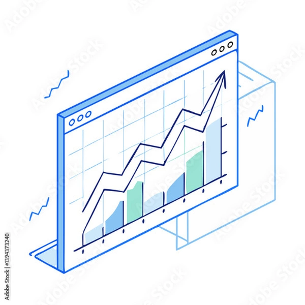 Fototapeta Line chart with upward trend for growth analysis, business presentations, financial reports, stock market blogs, and data visualization interfaces