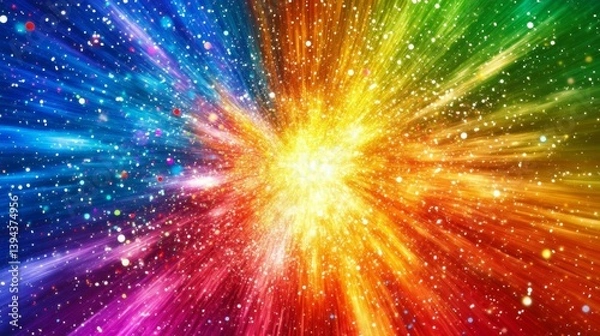 Obraz Vibrant Rainbow Explosion with Sparkling Light Rays