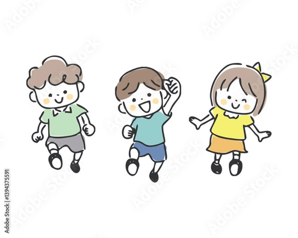 Obraz 三人でならんで歩く子ども