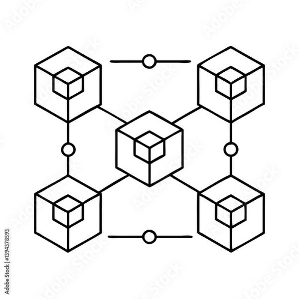Fototapeta blockchain icon, blockchain vector illustration-simple illustration of blockchain, perfect for blockchain logos and icons