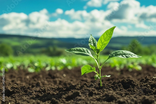 Fototapeta Growing plants in soil generated with AI image