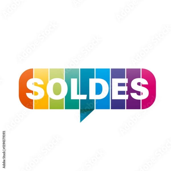 Fototapeta Colorful "Soldes" Text in buble speech