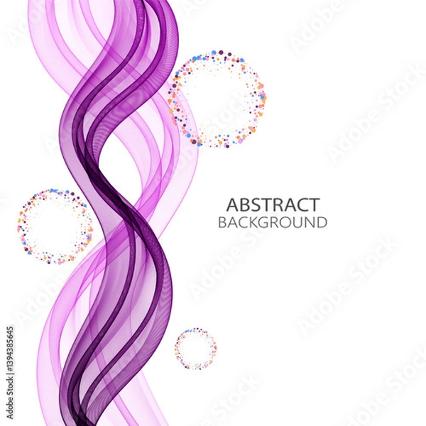 Fototapeta Magenta vertical wave lines, white background with transparent wave. Vector illustration for your web design, desktop wallpaper or website.