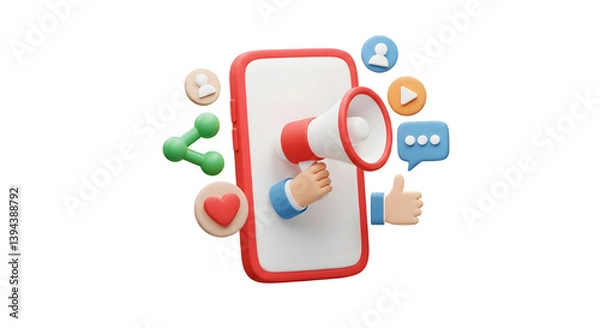 Obraz Social media marketing 3d render