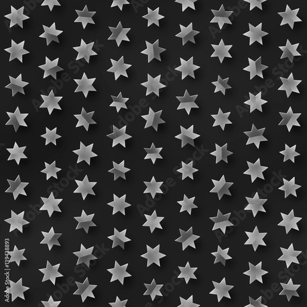 Fototapeta Scattered Geometric Shaded Shapes. Abstract Seamless Monochrome Pattern.