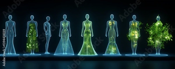 Obraz Digital representations of dresses showcase fashion design concepts creatively in a row