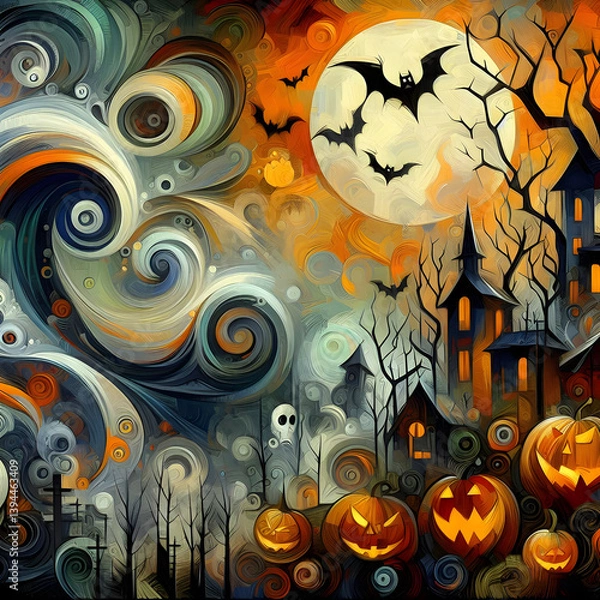 Fototapeta halloween background with pumpkins