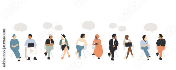 Obraz Different people talking to each other in pairs. Modern design.