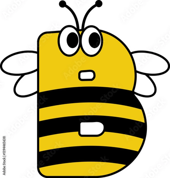 Fototapeta Bee Letter Vector Element Alphabet B
