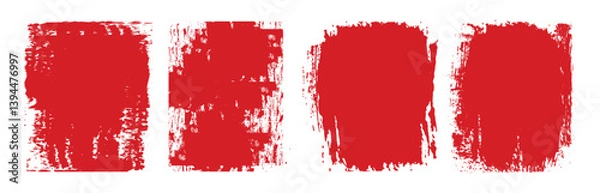 Fototapeta Set of Red ink brush strokes in the shape of rectangle, square design. grunge effect, on chalkboard background can be used as art brushes. vector illustration.