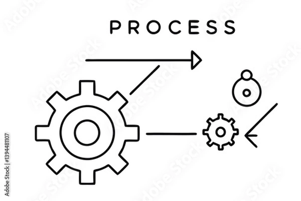 Fototapeta depicting a brain and a gear  Data Analytics Concept – Line Art Illustration of Machine Learning, Human Brain with Gears, Business Intelligence, and Digital Transformation Elements.