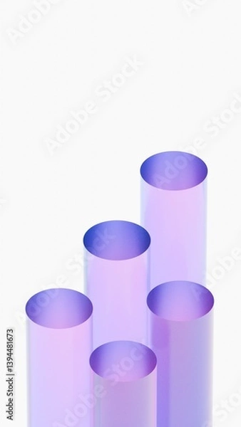 Fototapeta 3d geometry abstract background on white background, Transparent glossy glass, Colorful pole glass with dispersion.