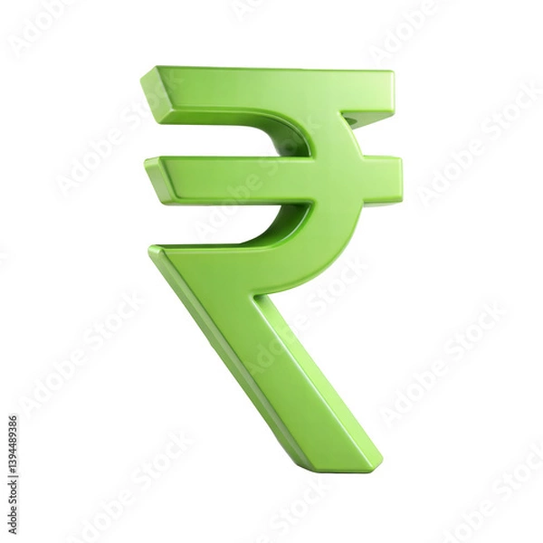 Fototapeta Indian rupee currency sign 3d rendering isolated on transparent background.