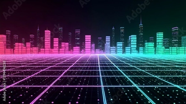 Obraz abtract pixelated retro tech texture