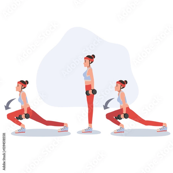 Obraz fitness woman engaging in dumbbell workout to enhance strength and endurance.  exercise steps