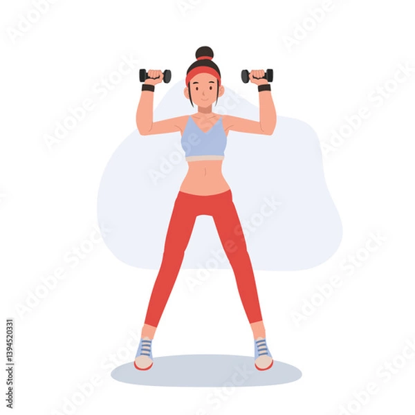 Obraz Woman exercising with dumbbells, strength training