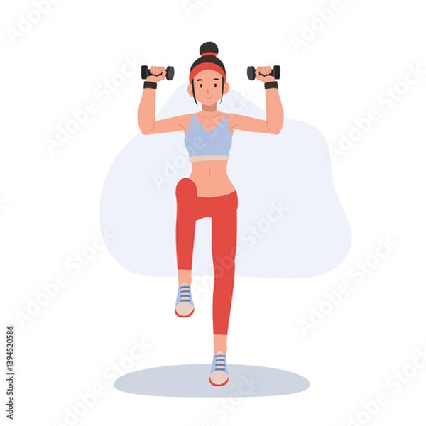 Obraz Woman exercising with dumbbells, strength training