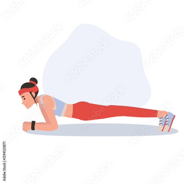 Obraz Strong woman performing plank exercise during gym training to build endurance and core stability