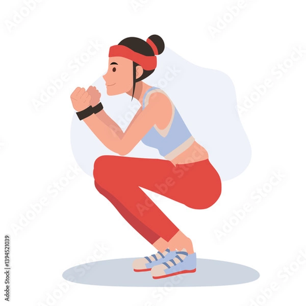 Obraz Healthy lifestyle and gym training with a strong woman in squat exercise