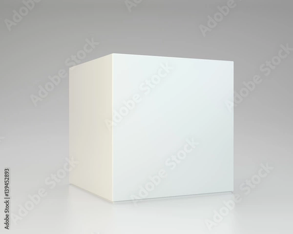 Fototapeta White package box on gray background. 3d rendering