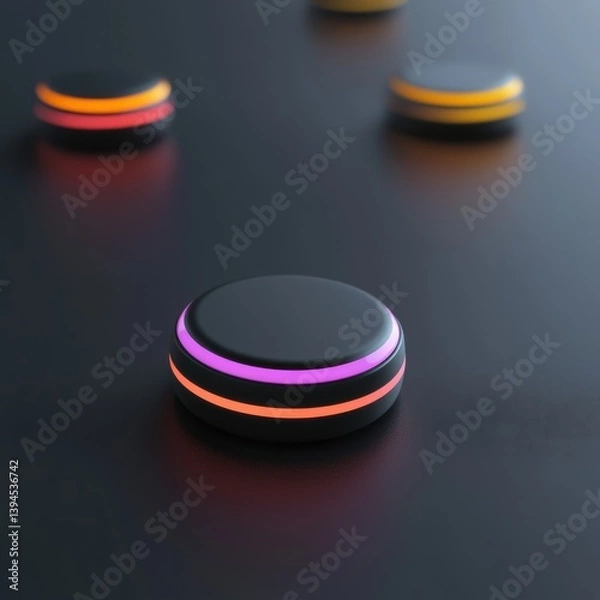 Fototapeta Glowing tech buttons on surface