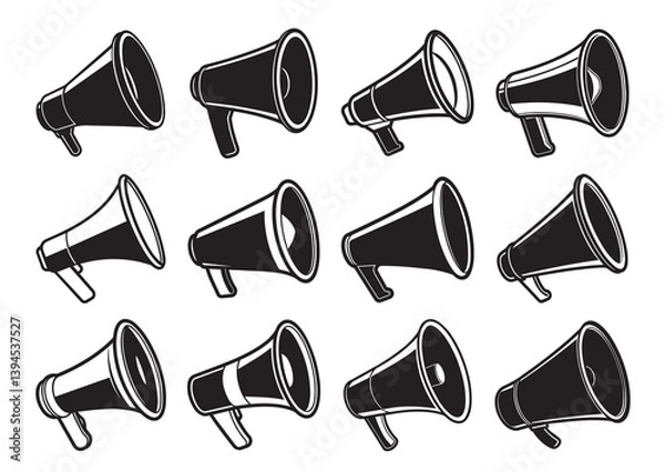 Fototapeta Megaphone silhouette vector Set