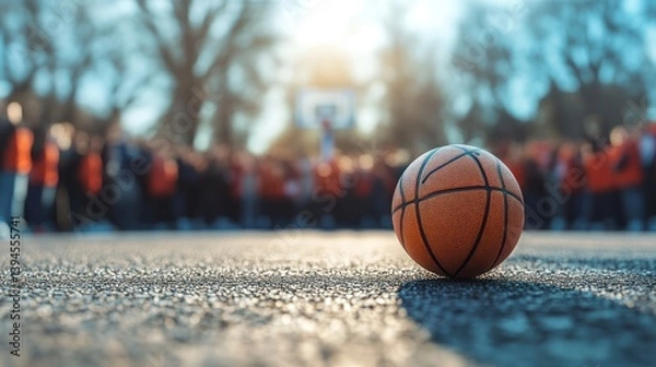 Obraz Basketball on court, crowd of spectators in the background.