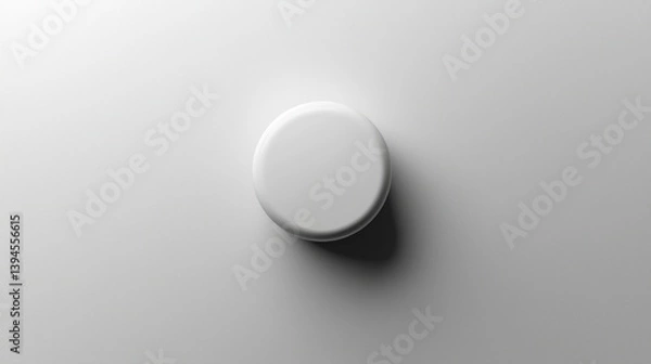 Obraz Blank white circle button on a plain white background.