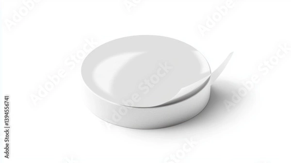 Obraz Blank white round container with a slightly peeled off label.