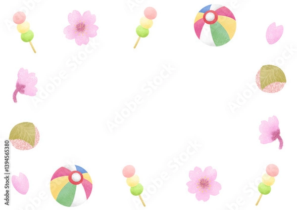 Obraz 春の桜と桜餅のフレーム