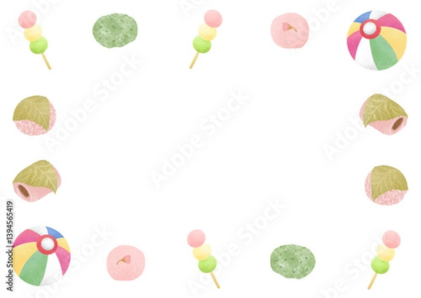 Obraz 春のおまんじゅうと紙風船のフレーム