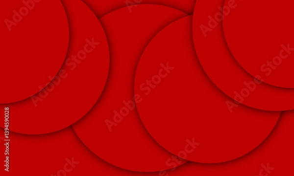 Fototapeta Minimal geometric circle red shadow light background abstract backgrounds design.