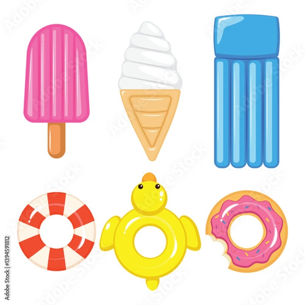 Obraz Cute summer floaties top view design