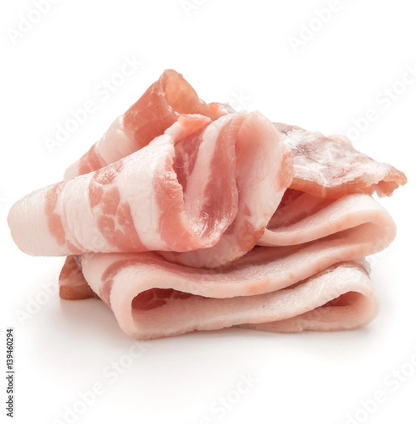 Obraz sliced pork bacon isolated on white background cutout