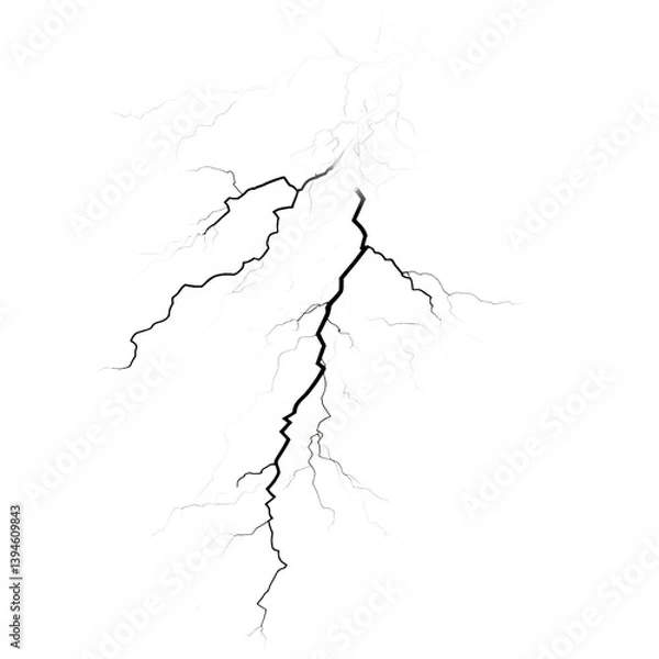 Obraz Bright white lightning bolt on transparent background capturing raw energy of natural electrical storm for visual effects
