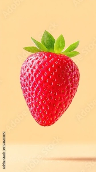 Fototapeta Floating strawberry with soft background and diffused light