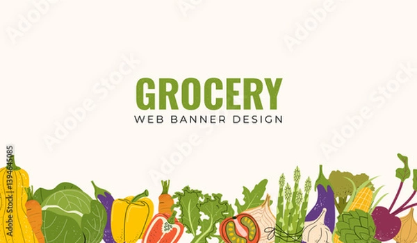 Obraz Vector vegetables frame with arugula, asparagus, pepper, eggplant, tomato, lettuce, broccoli, garlic, beet, onion, pumpkin, kohlrabi, parsley For seasonal Local Farmers Market Organic Harvest Festival