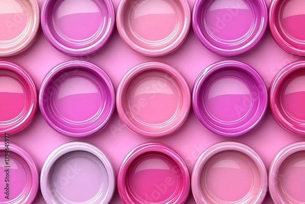 Fototapeta Monochromatic pattern, rows of pastel pink and magenta containers layout