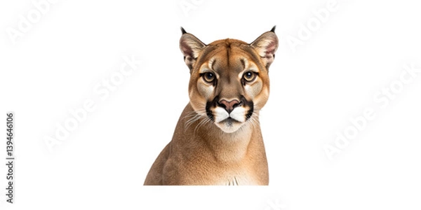 Fototapeta Close-Up Portrait Of A Cougar. Majestic Wild Cat In Detailed Focus Isolated On Transparent Background